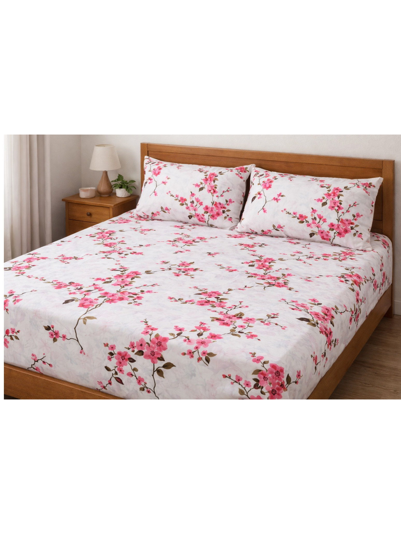 Premium 100% Cotton Single Bedsheet Set (Fast Colors, 2 Pillow Covers)