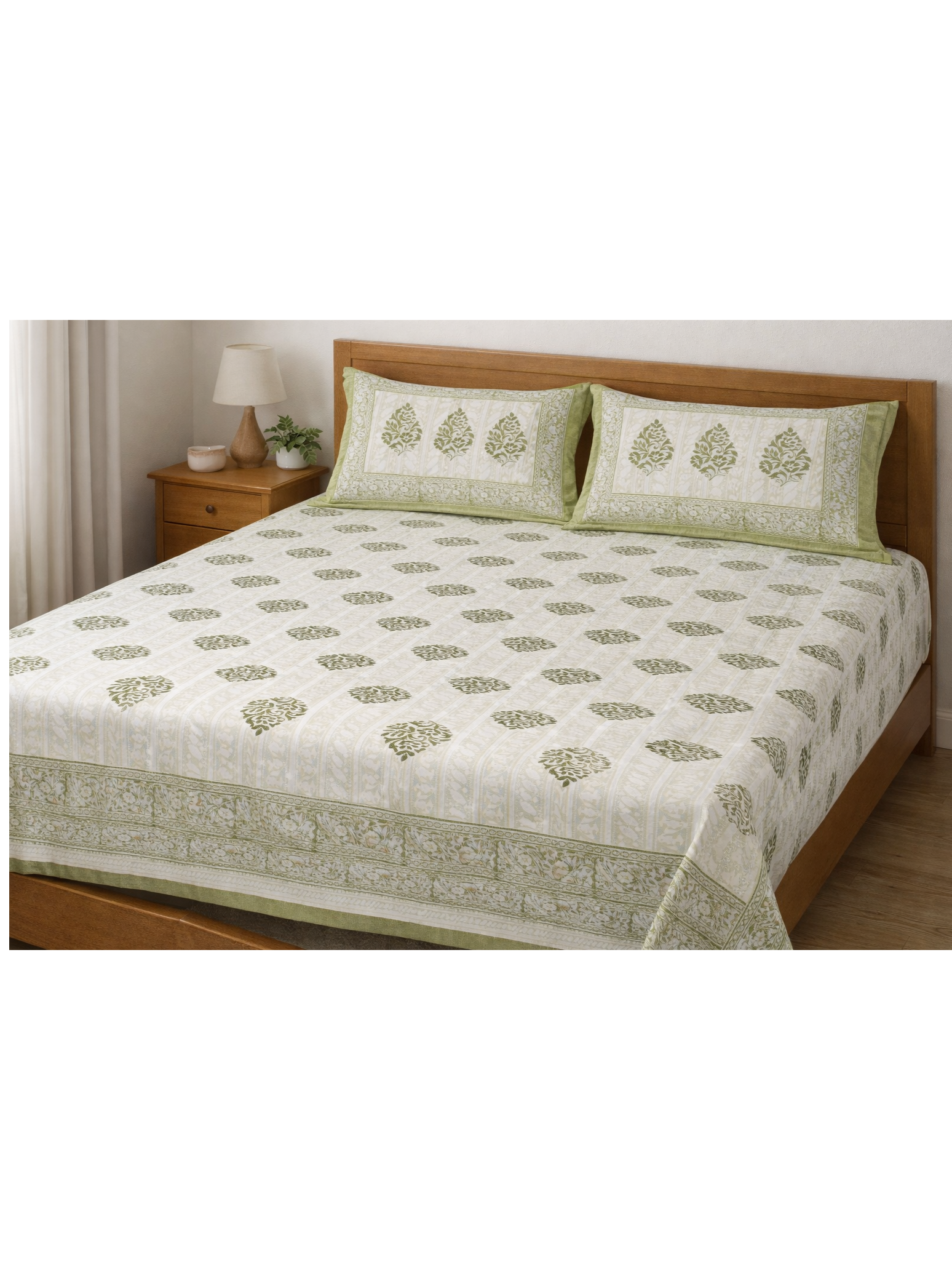 Premium 100% Cotton Single Bedsheet Set (Fast Colors, 2 Pillow Covers)