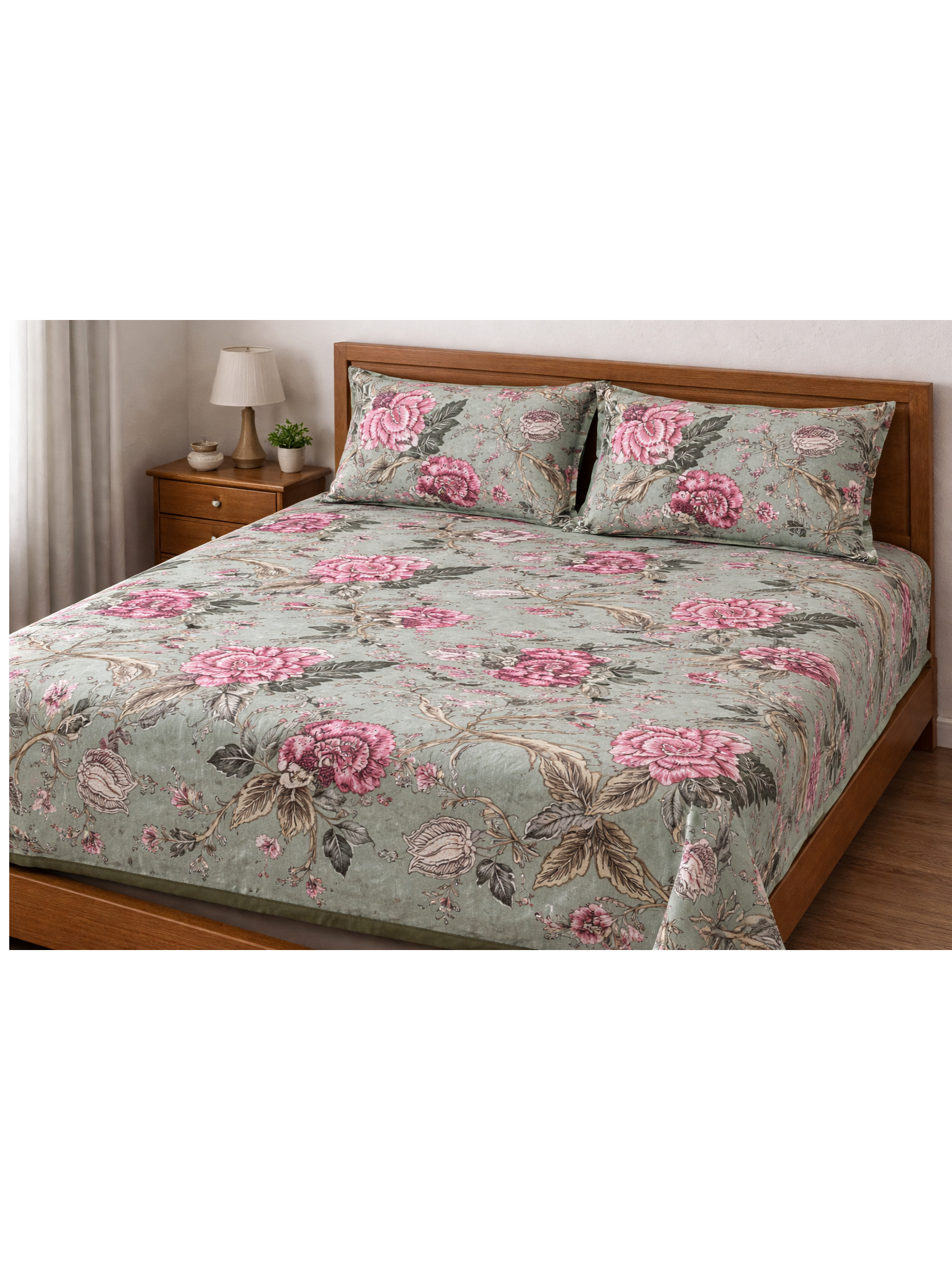 Premium 100% Cotton Single Bedsheet Set (Fast Colors, 2 Pillow Covers)