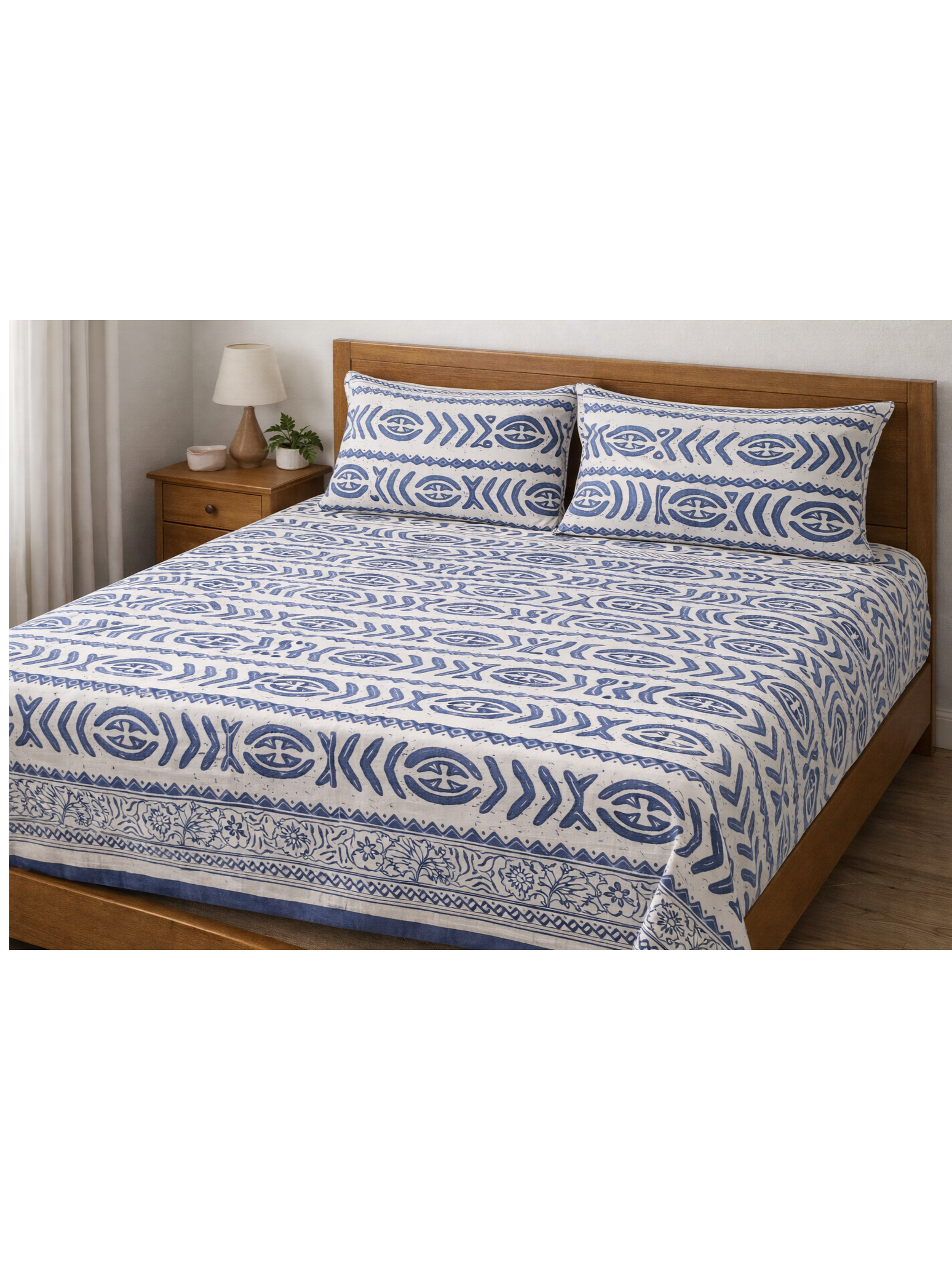 Premium 100% Cotton Single Bedsheet Set (Fast Colors, 2 Pillow Covers)